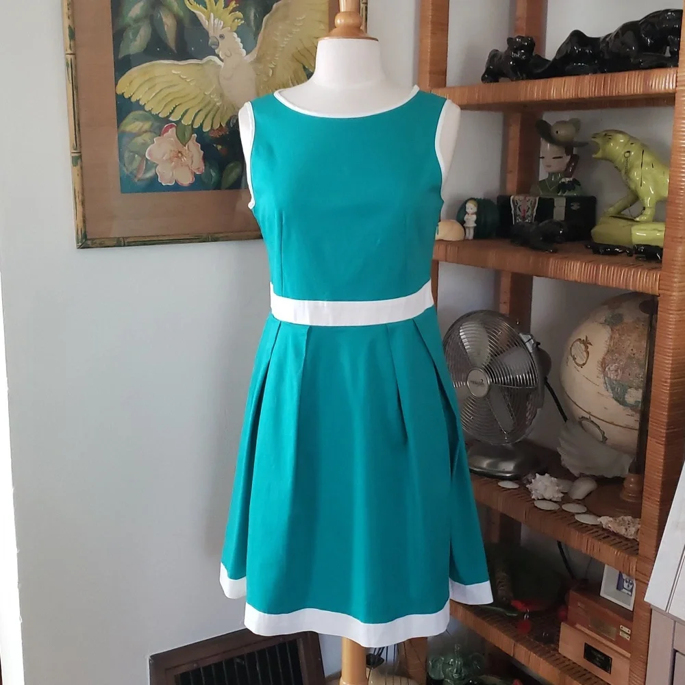 Nadine Milano Teal & White Shift Dress Size 12 - Picture 11 of 11